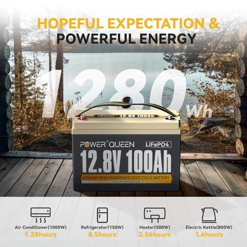 Power Queen 12V 100Ah LiFePO4 Battery, Group 31 Lithium Battery with 1280Wh Energy and BMS Protection, Up to 15000 Deep Cycles for RV Trailer, Solar Off-Grid, Marine - Thumbnail 3