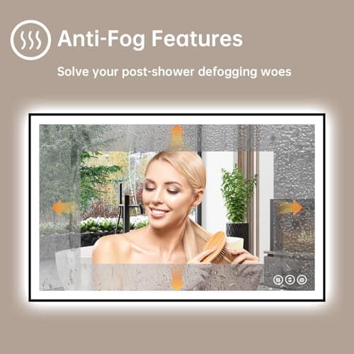 40x30 LED Bathroom Mirror with Lights, Black Aluminum Framed, Backlit + Front Lit, Lighted Bathroom Vanity Mirror for Wall, Anti-Fog, Memory Function, Dimmable, Shatterproof ETL Listed - Thumbnail 2