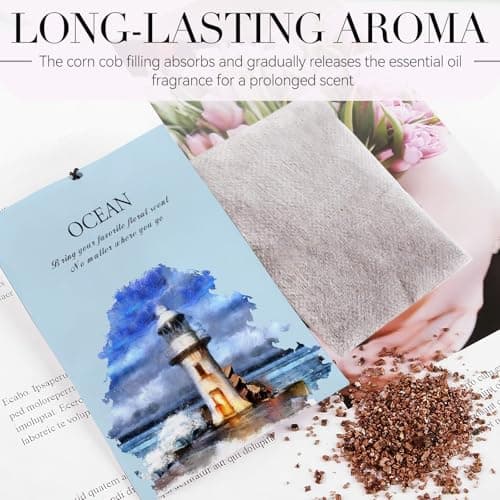 HOMELLAX Ocean Scented Sachet Bags - 12 Pack Drawer & Closet Freshener, Long Lasting Odor Eliminator for Wardrobes, Cars & Storage, Home Fragrance Air Freshener Sachets - Thumbnail 4