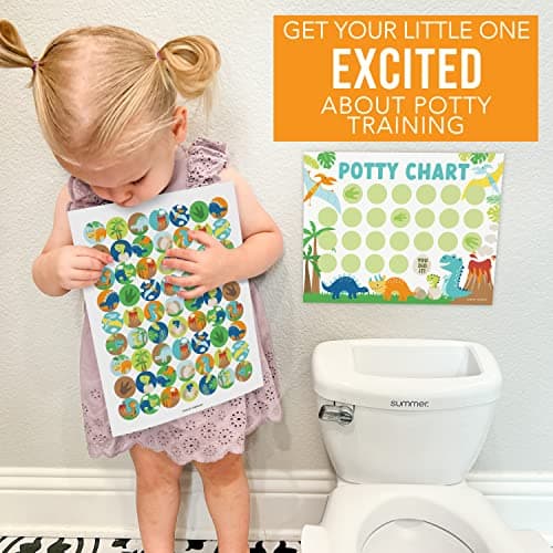 Hadley Designs Potty Training Chart for Toddlers Boys -10 Sticker Potty Chart for Toddlers Boys, 8.5x11" Potty Training Sticker Charts for Toilet Success, Dinosaur Toddler Reward Chart for Kids - Thumbnail 5