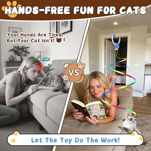 Automatic Cat Toy for Indoor Cats, Interactive Door Hanging Cat Toy with Smart Touch Restart, USB Rechargeable Cat Teaser with Elastic Rope, Adjustable Height Cat Toy for Kittens & Adult Cats (Blue) - Thumbnail 5