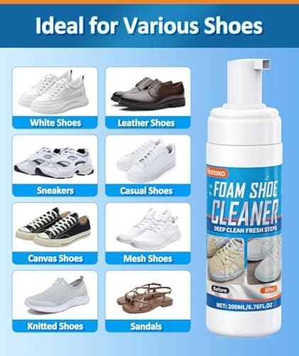 Nanoxa Shoe Cleaner, 6.76 oz Sneaker Cleaner with Brush & Towel, Foam Shoe Cleaning Kit Removes Dirt and Stains for White Shoes, Leather, Boots, Canvas, Fabric Shoes and More - Thumbnail 5