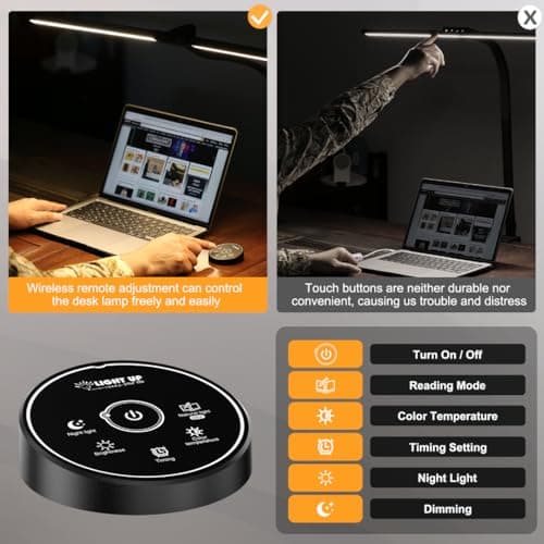 Pzloz Led Desk Lamp for Office Home - Eye Caring Architect lamp with Clamp,Dual Screen Computer Monitor Work Smart Light: 24W 5 Color Flexible Adjustable Lighting Table Lamp for Study Drafting - Thumbnail 6