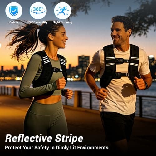 Weighted Vest, Adjustable Body Weight Vest with Reflective Stripe, 8/12/16/20lb for Men Women, Running Vest Woman for Strength Training, Workout, Jogging, Walking, Fitness Equipment, Gym, Muscle Building, Weight Loss, Weightlifting - Thumbnail 4