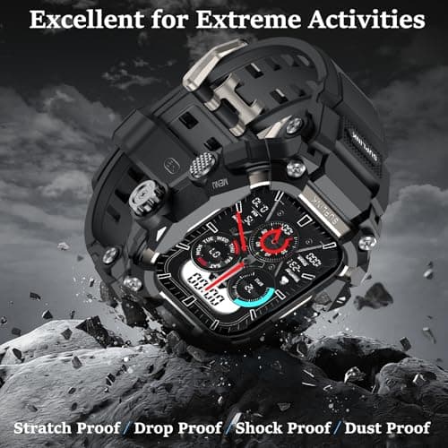 SUPLINK Rugged Case with Bands for Mens Apple Watch Band 44mm, Compatible with Apple Watch Series 6 5 4 SE 3/SE 2/SE, Protective Bumper Cover for iWatch Bands Men (Titanium Color) - Thumbnail 5
