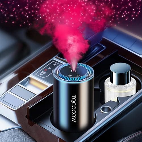 TQCOCOW Smart Car Air Freshener Diffuser with Starry Sky Projection and 50ml Perfume, 3 Mode Adjustable Rechargeable Car Aroma Diffuser,Auto On/Off Intelligent(Ocean)
