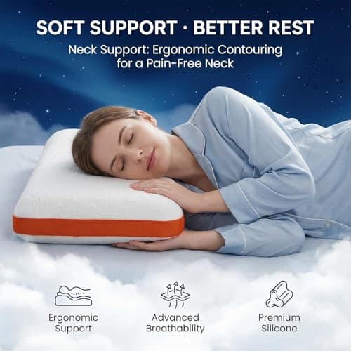 ASRIO 4D Silicone Grid Pillow: Cooling TPE Ergonomic Cervical Support for Neck Pressure Relief, Side & Back Sleepers, Washable (Queen (U.S. Standard), (Bread Pillow)) - Thumbnail 2