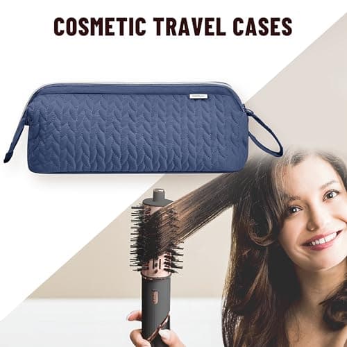 KarSyon Shark Flex Style Case for Airwrap Hair Dryer Brush Revlon Hair Tools Travel Bag Carrying Case Flat Curling Iron Organizer (Navy Blue) - Thumbnail 4