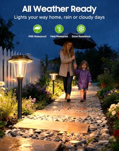 2026 New Solar Pathway Lights, 8 Pack Solar Lights Outdoor, Waterproof IP65, Upgraded Bright LED, Auto On/Off, Modern Garden Lights, Solar Powered Light for Yard, Lawn, Walkway, Driveway, Patio Decor - Thumbnail 5