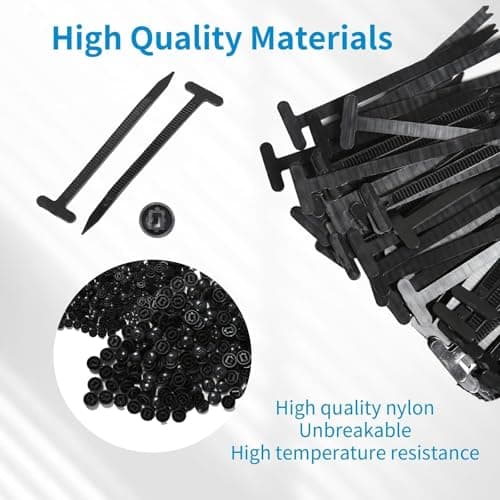 200PCS Nylon Universal Cable Tie Buckles, Heavy Duty Automotive Cable Ties & Fasteners, T-Head Clips Universal Car Bumper Fender Clips, Wire Bundling Straps for Vehicle Repair & Daily Use - Thumbnail 5