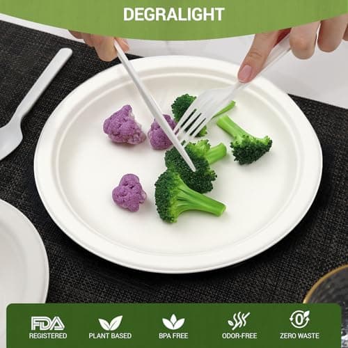 Degralight 100% Compostable Knives - 200Pcs CPLA Knives, Durable and Heat Resistant CPLA Disposable Cutlery, No Plastic Disposable Silverware for Party, Wedding, Office & Daily - Thumbnail 6