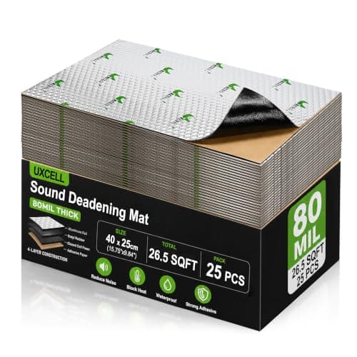 uxcell 25pcs 80mil 26.5sqft Sound Deadener Heat Insulation Mat Butyl Pad Damping Self Adhesive Deadening Material for Car Door Roof Floor Sound Barrier - Image 1