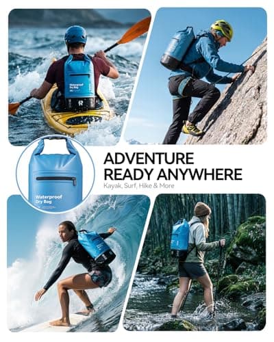 Rorhxia 10L Waterproof Dry Bag, [Upgraded Waterproof & Tearproof] with Bonus Phone Waterproof Case, Roll Top Floating Waterproof Storage Bag for Kayaking, Beach, Fishing, Gym, Camping Outdoor - Thumbnail 6