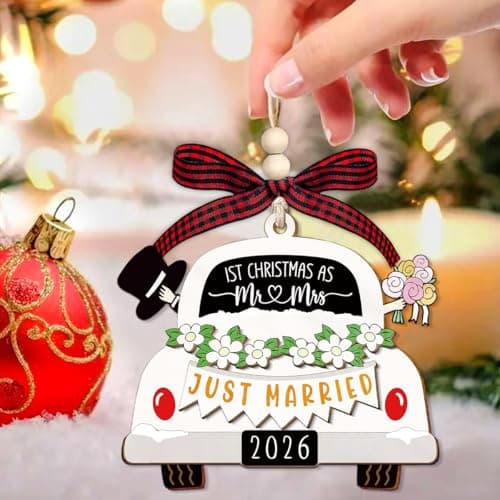 Wedding Gifts for Couples 2026, Gifts for Newlyweds, Bridal Shower Gift, Mr and Mrs Gift, Just Married Ornaments, First Christmas Married Ornament 2026 - Thumbnail 4
