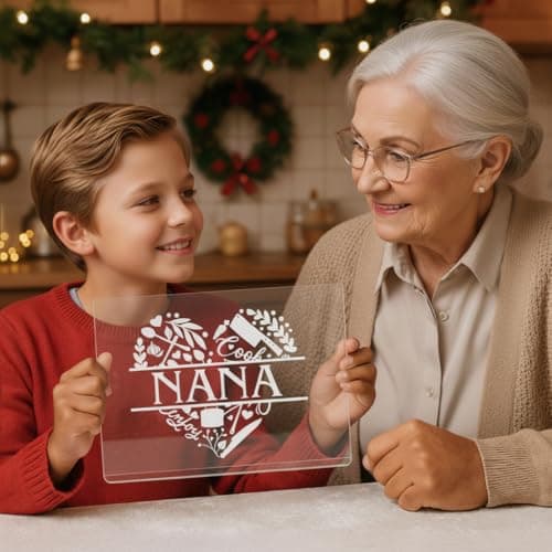 Nana Birthday Gifts from Grandchildren - Engraved Acrylic Cutting Board with Counter Lip, Clear Countertop Protector Cooking Gift for Nana Christmas Grandparent Day Presents Aesthetic Kitchen Decor - Thumbnail 2