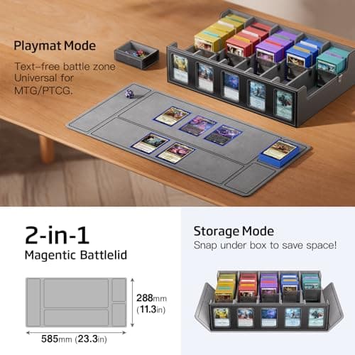 Trading Card Storage Box 5-Row 3900+ Capacity,TCG MTG Card Case with Magnetic Lid & Commander Display,Top Loader Storage for Sports Cards,Includes Dividers Dice Box - Thumbnail 6