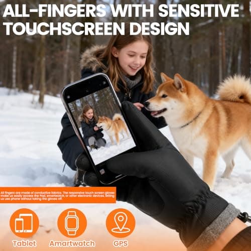Winter Waterproof Ski Snow Warm Gloves for Women Men, Windproof Cold Weather Thermal with Touchscreen Fingers, for Running Driving Cycling Hiking Biking Outdoor Sports Daily Work (Balck, X-Large) - Thumbnail 4