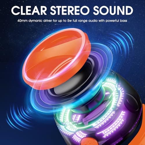 Magnetic Bluetooth Speaker,Small Bluetooth Speaker with Multi-RGB Color Light and Phone Holder for Metal Surface, Perfect Mini Speaker for Shower,Room,Bike,Car,Outdoor Gifts for Teens (1 Pack Orange) - Thumbnail 3