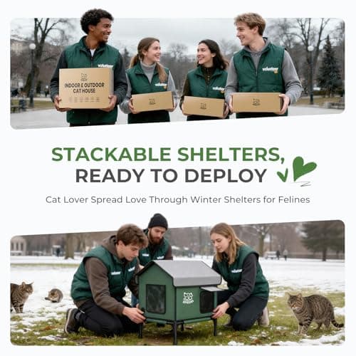 Apasiri Outdoor Cat House Weatherproof – Insulated Feral Cat Shelter with Heating Pad, Water Resistant 900D Oxford, Anti-Peep Curtains & Escape Door, Elevated Design for All Seasons, Small - Thumbnail 5