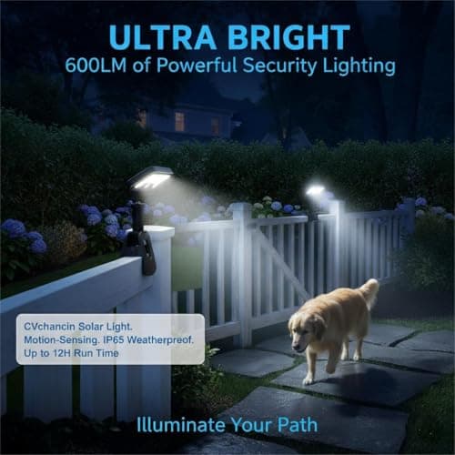 CVchancin Clip on Solar Lights Outdoor with Motion Sensor, Dual-Charge (Solar/Type-C) Solar Fence Lights, 360° Rotatable 92 LED Security Light for Gutter, Deck, Camping, IP65 Waterproof (2 Pack) - Thumbnail 5