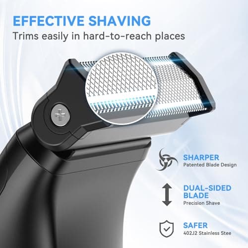 Body Hair Trimmer for Men 3-in-1 Groin, Pubic & Ball Trimmer with Skin Safe No-Nick Blades, IPX6 Waterproof Wet/Dry Electric Shaver for Chest, Underarms, Legs, USB-C Rechargeable Grooming Kit - Thumbnail 4