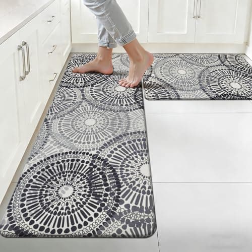 HEBE Anti Fatigue Kitchen Rugs Sets of 2, Non Slip Kitchen Mats for Floor, Waterproof Cushioned Comfort Standing Carpet for Kitchen Sink, Home Office, Laundry Room - Image 1