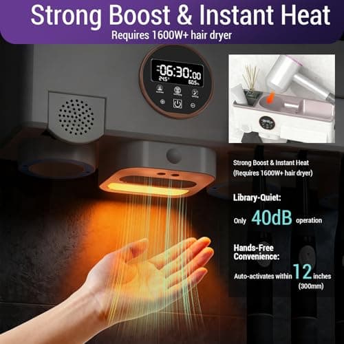 Toothbrush Cleaner and Holder for Bathrooms Wall Mounted with Fan Drying&30min Timing Function Cruise Air Drying,Electric Toothbrush Holder with 4Toothbrush Slots,Toothpaste Dispenser with Led Smart - Thumbnail 6