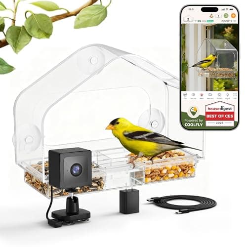 Smart Window Bird Feeder with 2K Camera & AI Identification, Strong Suction Cup Mount, All-Weather Design, Real-Time Alerts, Easy to Install, for Apartments & Homes, Perfect for Bird Lovers - Image 1