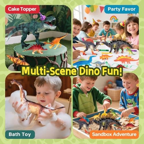 Drefirsa Dinosaur Toys for Kids 3-5 5-7, 14PCS Big Realistic Dinosaur Figure Set with 6 Jumbo & 8 Small, Educational Toddler Dino Toys for Boy & Girl Party Favor, Birthday Gift, Cake Decoration - Thumbnail 4