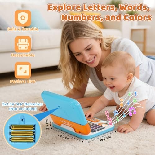 Learning Toy for 1 2 3 Years Old Boys Girls, Learning Laptop Toys for Toddlers Ages 2-4 with Music & Sound, 2-in-1 Early Educational Laptop with a Detachable Tablet, Gifts for Age 12-18 Months - Thumbnail 5