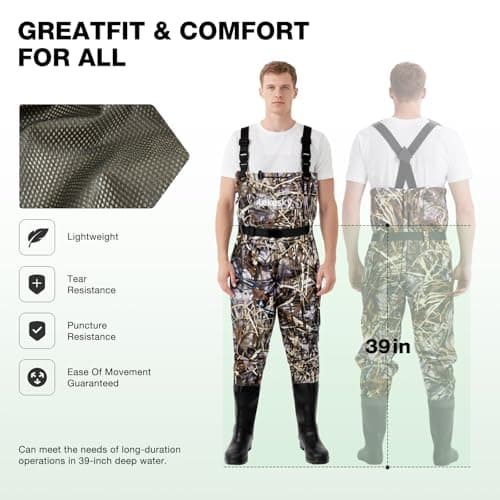 Lekesky Fly Fishing Chest Waders with Boots for Men Women, US Sizes 5–14,2-Ply Nylon/Pvc Waterproof Waders (Camo, M11) - Thumbnail 5