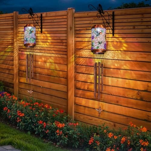 Hummingbird Solar Wind Chimes for Outside, Garden Gifts for Women,Solar Lantern Outdoor Waterproof Lights for Balcony, Porch, Backyard, Birthday Gifts for Mom Grandma Wife (1Pack) - Thumbnail 6