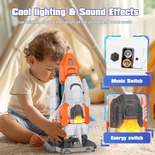 Miebely Magnetic Transform Robot Toy, 3 in 1 Large STEM Construction Transforming Toy for Toddlers, Kids Action Figure Robot for Boy and Girls, Education Gifts for Kid 3 4 5 6 7 Birthday Christmas - Thumbnail 4