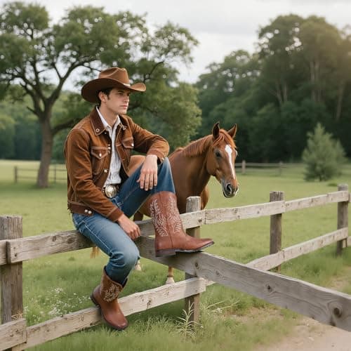Tarkwa Cowboy Boots for Men, Western Men's Boots, Slip on Square Toe Boots, Slip Resistant Country Boots, Chunky Heel Ankle, Durable Short Boots for Spring Fall, Brown Szie 11.5 - Thumbnail 6