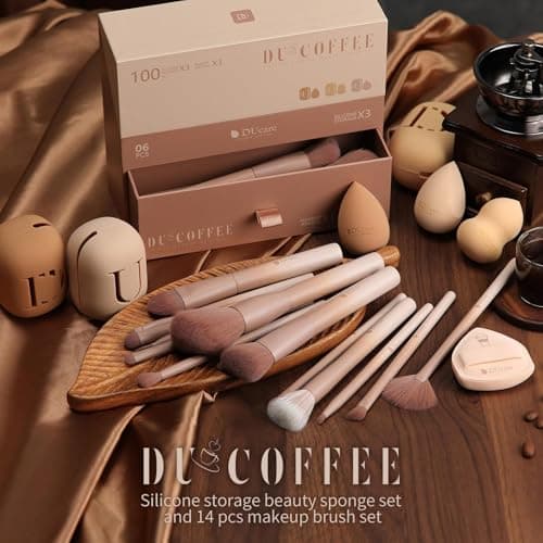 DUcare 21pcs Makeup Gift Set,with 14Pcs Makeup Brush set 3pcs Makeup Sponges 3pcs Sponge Holder 1pc Powder Puff for Foundation Blending Powder Blush Eyeshadows - Thumbnail 2