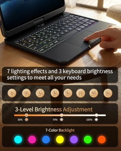 Keyboard Case for iPad Pro 13-inch (M5 2025 / M4 2024), Wireless iPad Pro 13 Inch Case with Keyboard Multi-Touch Trackpad, Battery Level Visualization with 360° Rotatable & Pencil Holder, Black - Thumbnail 6