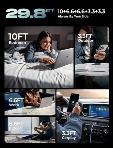 LISEN USB C to USB C Cable, 240W C to C Cable Fast Charging[1M+1M+2M+2M+3M/5 Pack] Fast Charger USB C Cord Type C Charger Fast Charging USBC to USBC Cable,Midnight - Thumbnail 3