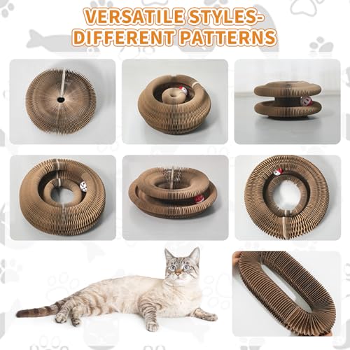 COSOWO Magic Twist Cat Toy, Collapsible & Double-Sided Infinity Design Kitten Scratching Pad, Eco-Friendly Cardboard, Long-Lasting Interactive Play Toy for Indoor Kittens, 2 Pack - Thumbnail 5