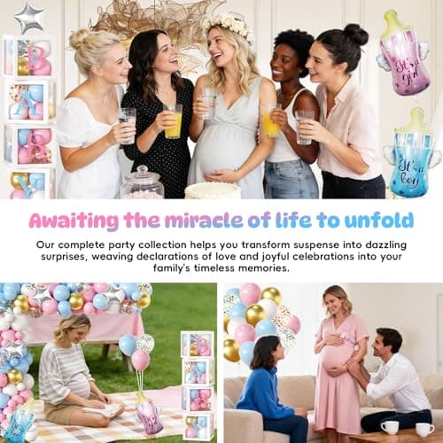 Bear Gender Reveal Baby Shower Decorations Party Kit,167pcs Pink Blue Balloon Garland Arch,Backdrop,Balloon Boxes,and Cute Gender Reveal Supplies for Boy or Girl Baby Shower,Gender Reveal Party - Thumbnail 5