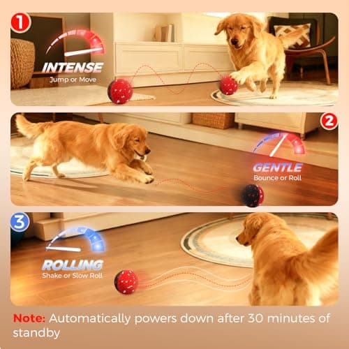 Diman Interactive Dog Ball Toys with Remote Control, E-TPU Matrial, Bouncing Dog Ball, Moving Dog Toys to Keep Them Busy(3.2 Inch, Red Black) - Thumbnail 2