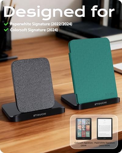 Stouchi Foldable Wireless Charging Dock Compatible with Kindle Paperwhite Signature Editions (2022 & 2024) and Colorsoft Signature Edition, Samsung Ebook，USB-C Charger Stand, Ready-to-Gift - Thumbnail 2