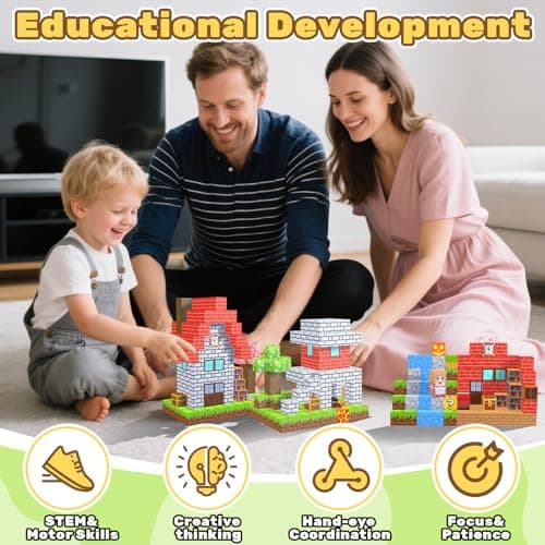 LionFuny Magnetic Blocks, 300Pcs Magnetic Building Blocks Sets, STEM Montessori Stacking Sensory Education Magnet Toys for Kids Toddlers Boys Girls Ages 3 4 5 6 7 8-12 Birthday Gifts, 1" Large Size - Thumbnail 5