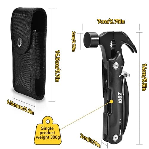 ZOOI Fathers Day Dad Gifts From Daughter Wife Son, Gifts for Men, 12 in 1 Hammer Multitool Camping Accessories, Mens Gifts for Grandpa, Fathers Day Mens Gifts for husband Dad, Tools Gadgets - Thumbnail 6