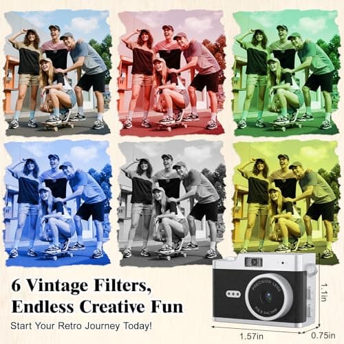 Mini Keychain Camera,Retro 1080P Pocket Camera 32GB Card Ultra-Portable Tiny Video Recorder 6 Filters Small Vintage Bag Charm Travel Study Camping Party Snap Collectible Gift Kids Teens Adult Beginner - Thumbnail 4