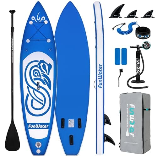 FunWater 10'×31"×6" Inflatable Stand Up Paddle Board with Premium SUP Paddleboard Accessories, Wide Stable Anti-Slip EVA Deck,Paddle Boards for Adults & Youth of All Skill Levels