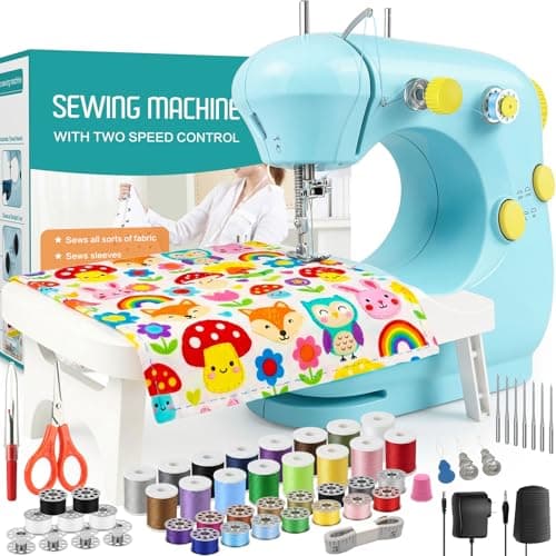Sewing Machine, Electric Mini Sewing Machine for Beginner, 2 Speed Small Sewing Machine with Extension Table, Foot Pedal&Sewing Kits [Full Set], Portable Sewing Machine Best Gift for Kids & Women - Image 1