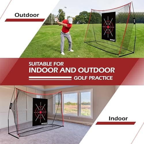 Golf Pracitce Net Set: 10x7ft Heavy Duty Golf Nets for Backyard Driving Real Balls, Golfer Training Equipment with Tri-Turf Mat for Outdoors/Indoors Hitting Driving Swing Chipping, Ideal Golfer Gift - Thumbnail 6
