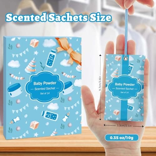 STRN Scented Sachets for Drawer and Closet, Baby Powder Scent Long-Lasting Sachets, 14 Packs for Home Fragrance, Small Space Air Freshener for Wardrobes - Thumbnail 4