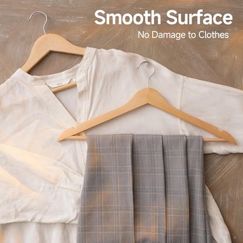 StorageWorks Clothes Hangers, Wooden Hangers 30 Pack for Closet, Wood Hangers for Coats, Shirts, Jackets, Pants, Suits, Natural Wood Color - Thumbnail 6