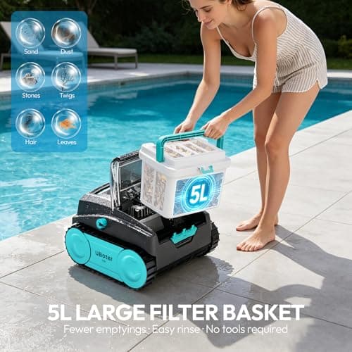Pool Vacuum, UBoter S10 Cordless Robotic Pool Cleaner, Automatic Pool Vacuum for Inground & Above Ground Pools to 1290 Sq.Ft, Floor Wall Waterline Step Cleaning, 150 M Runtime, Auto Parking, Smart App - Thumbnail 5